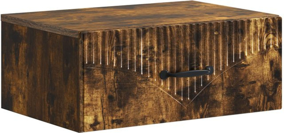 Wandmontierter Nachttisch vidaXL aus Eiche in Braun und Grau, Modernes Design, B/T/H: 49 x 34,5 x 20 cm - Bild 1