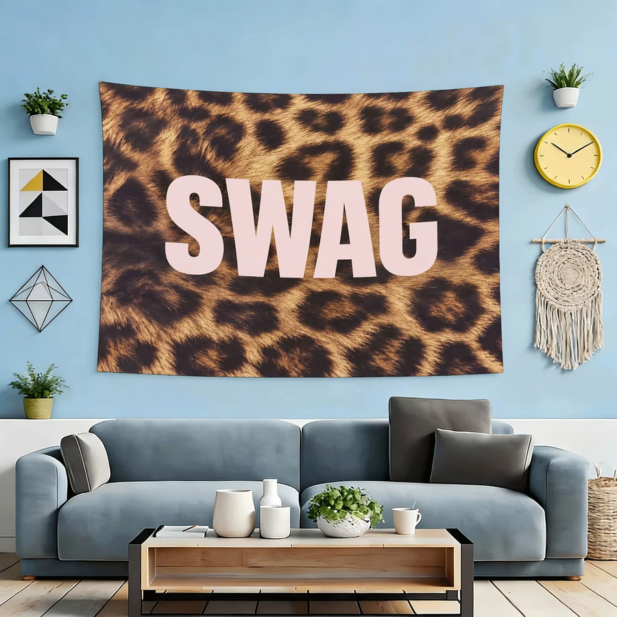 VIKAMA Wandteppich mit Leopardenmuster im Retro Hip-Hop-Stil, Mehrfarbig - Bild 2