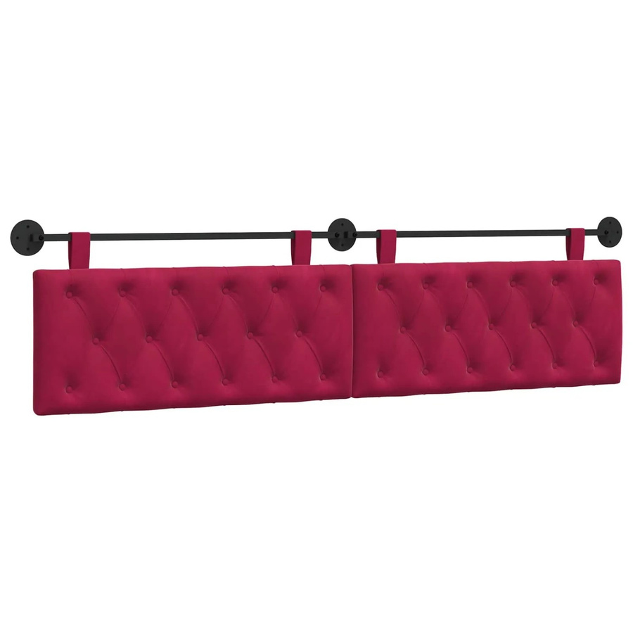 vidaXL Wandmontiertes Polsterpaneel aus Samt in Weinrot, B/H/T: 210 x 55 x 7 cm - Bild 2