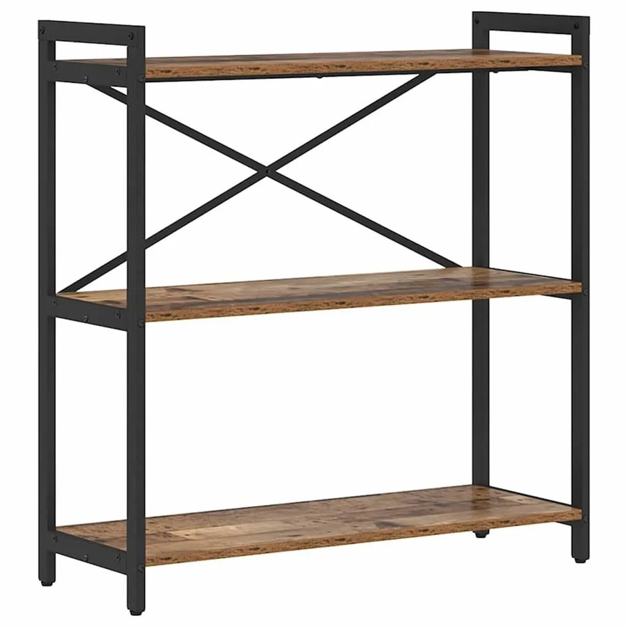 vidaXL Bücherregal im Industriallook aus Holzwerkstoff und Stahl, Farbe Schwarz/Braun, B/T/H: 80 x 30 x 85 cm - Bild 2