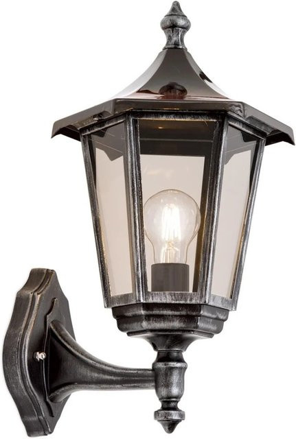 Orion Leuchten Außen Wandleuchte Schwarz-Silber mit Rauchglas und Siluminguss, E27, 100W, dimmbar - Bild 1