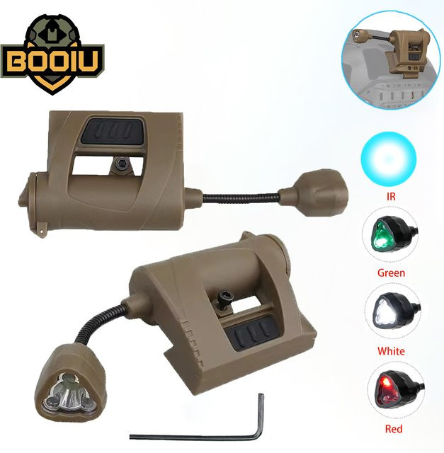 BOOIU Taktische LED-Taschenlampe mit vier Modi und IR-Lampe als Helmleuchte für Outdoor, Jagd und Nachtbeleuchtung - Bild 1