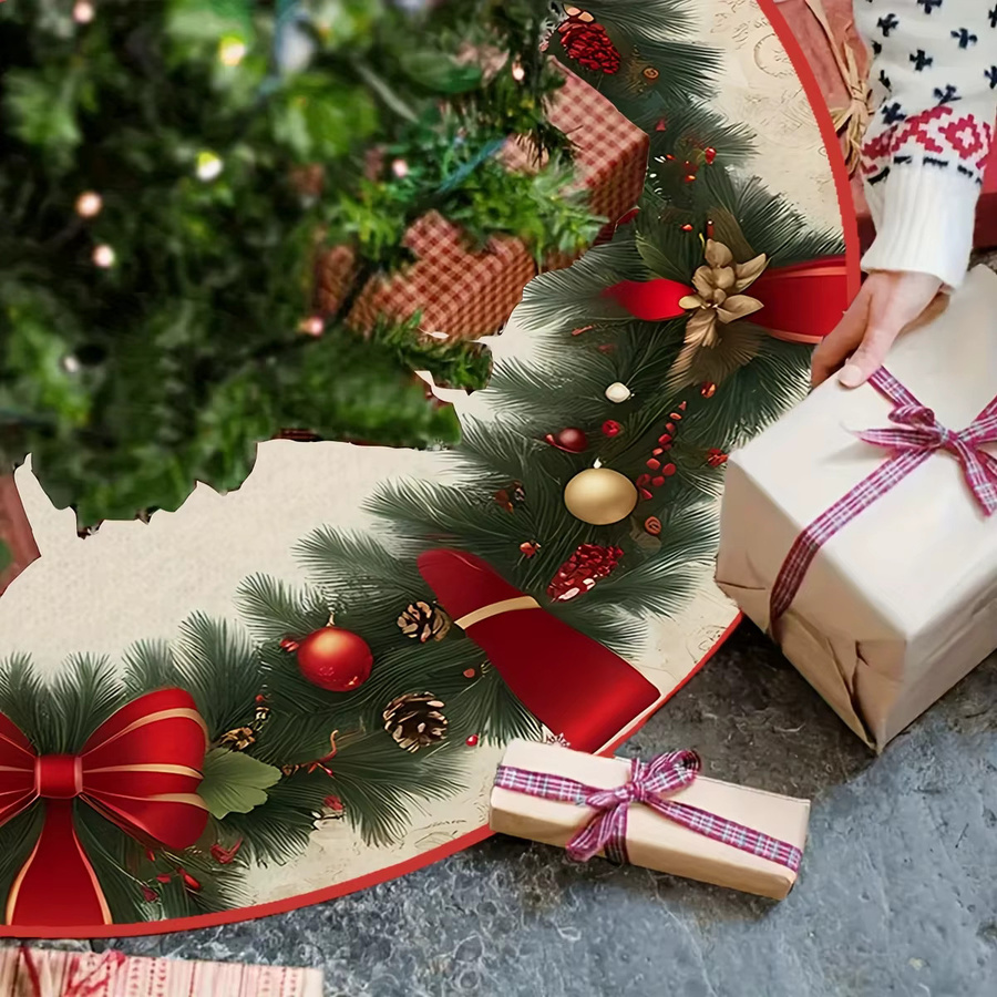 VIKAMA Weihnachtsbaumkleid in Rot und Weiß für die festliche Dekoration - Bild 3