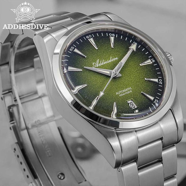 ADDIESDIVE Tauchautomatik-Uhr, Edelstahl, 39 mm, Herren, Grün - Bild 1