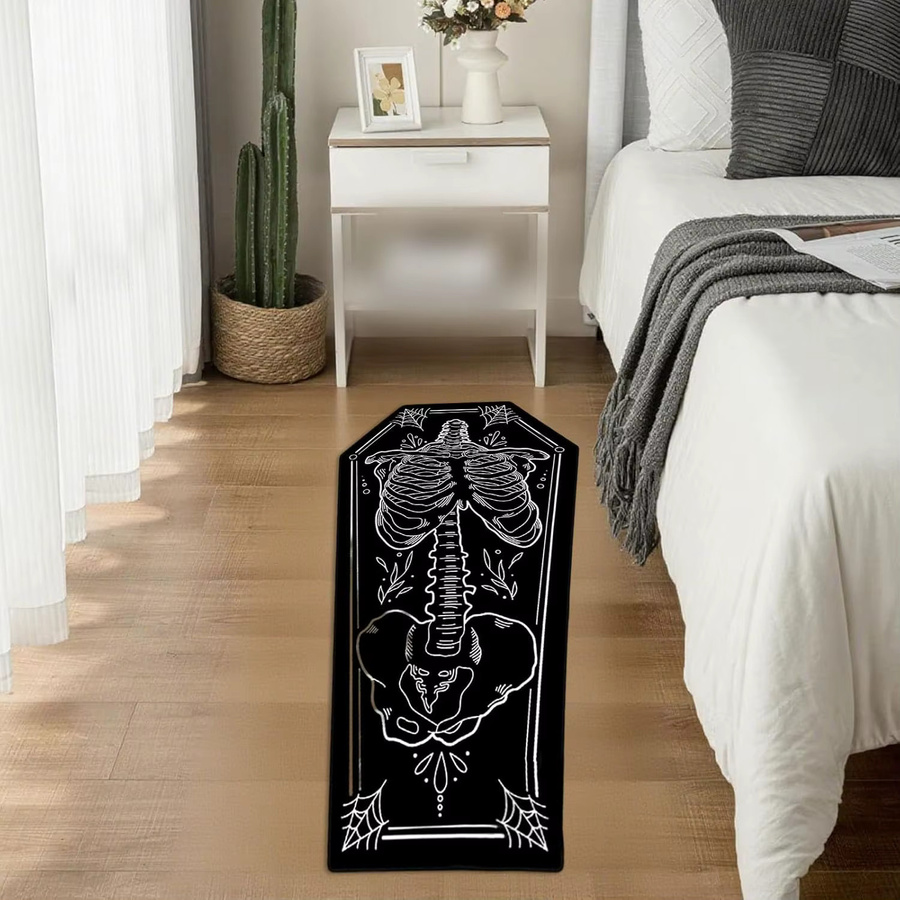 VIKAMA Halloween Gothic Sargteppich aus Mikrofaser in Schwarz für Wohnzimmer und Schlafzimmer - Bild 4