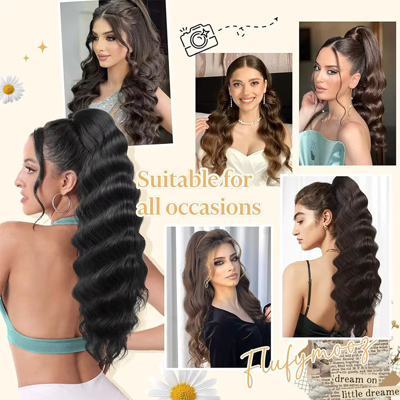 ISIGROSI Clip-on-Pferdeschwanz Haarverlängerung, gewellt, 61 cm, Damen - Bild 6