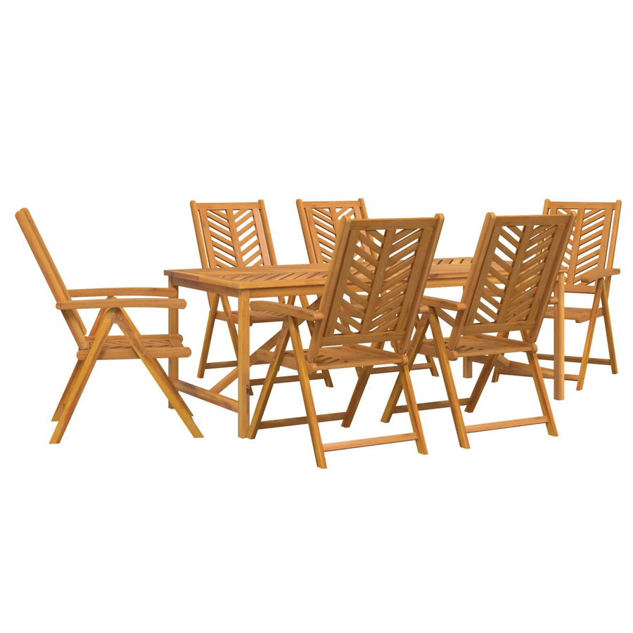 vidaXL 7-teilige Garten Essgruppe aus massivem Teakholz in Braun mit klappbarer Tischplatte - Bild 2