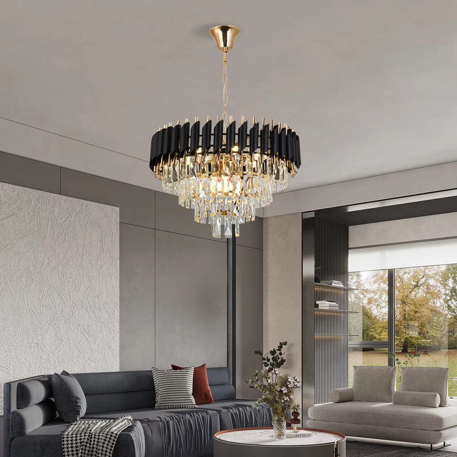 VETRULUS Moderner Kristall-Kronleuchter in Schwarz für Wohnzimmer und Esszimmer - Bild 3
