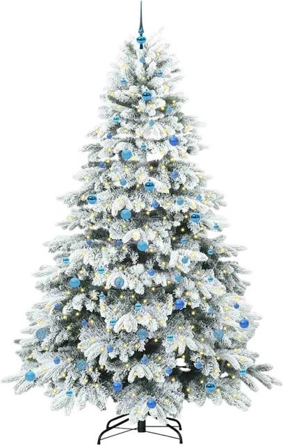 vidaXL Künstlicher Weihnachtsbaum in Grün mit 300 warmweißen LEDs, Höhe: 240 cm, aus PE und PVC - Bild 1