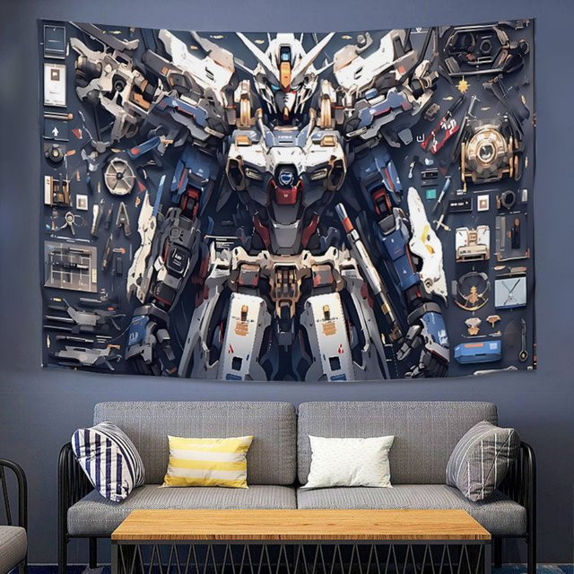 Bandai Gundam Anime Wandteppich in Multicolour als dekorativer Wandbehang für Wohnzimmer und Schlafzimmer - Bild 1