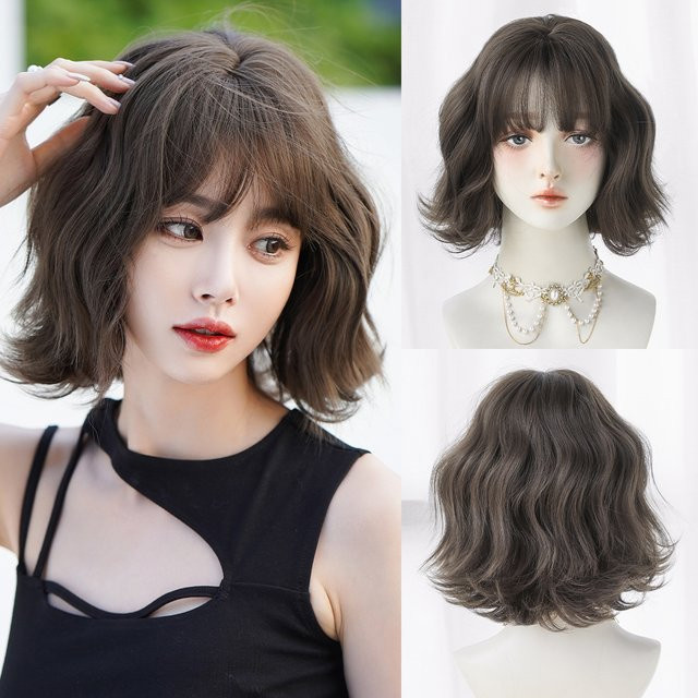 7JHH WIGS Perücke, Kurze Wasserwellen, Kühles Braun, Damen - Bild 1