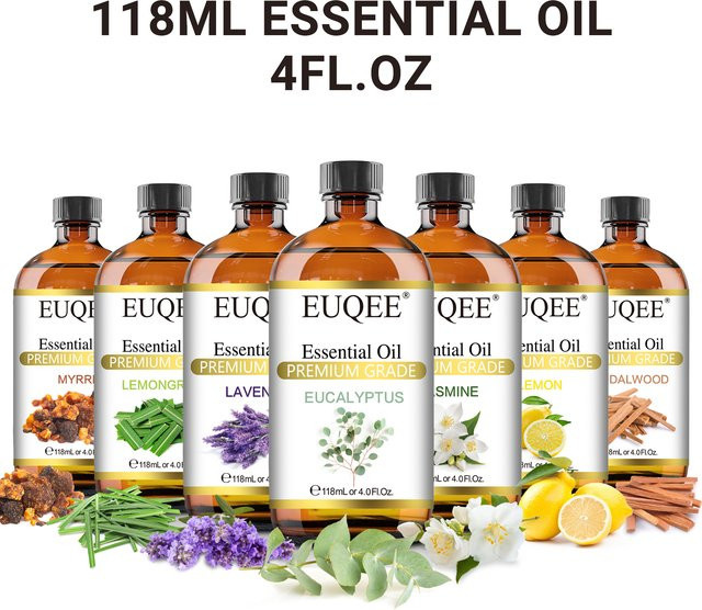 EUQEE Ätherisches Öl, Lavendel, Vanille, Pfefferminze, Eukalyptus, 118 ml - Bild 1