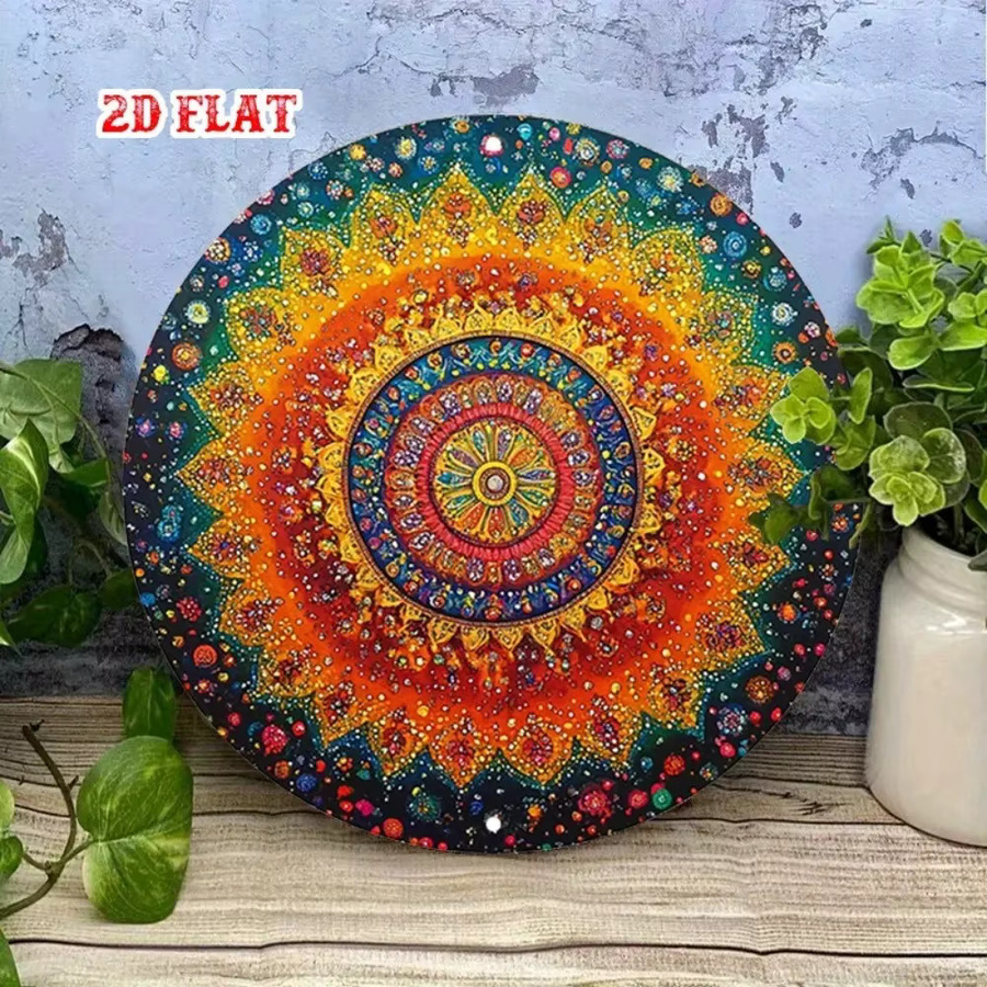 CIFBUY Jiasai Vintage Mandala Metall-Wandkunst, runde geometrische Dekoration in Multicolour für Innen und Außen - Bild 3