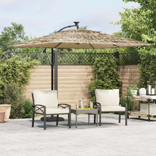vidaXL Sonnenschirm mit LED aus Polyester und Stahlmast in Braun, B/T/H: 269 x 269 x 235 cm - Bild 2