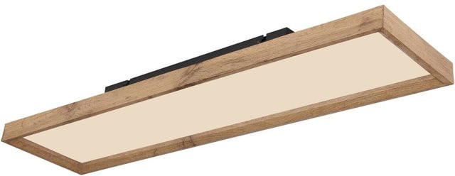 Globo LED-Deckenleuchte linear in Schwarz und Weiß Matt aus Metall und Holzoptik B/H/T: 80 x 20 x 8,5 cm - Bild 1
