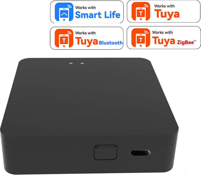 Tuya Multi-Modus-Gateway ZigBee und Bluetooth Hub mit Typ-C-Anschluss in Schwarz für Tuya Smart Home, kompatibel mit Alexa und Google Home - Bild 1