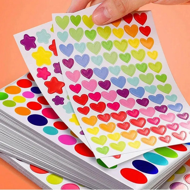 6er Set dekorative Aufkleber in verschiedenen Formen und Farben für deine DIY-Sammelalben - Bild 1