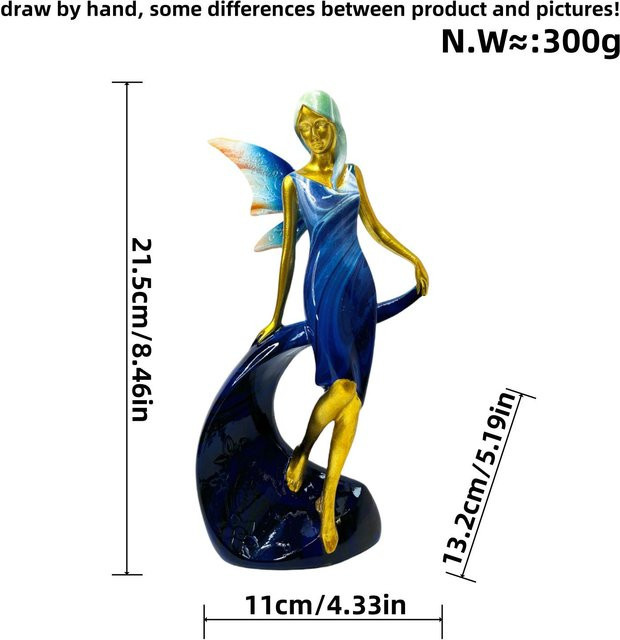 Engel Mädchen Statue aus Kunstharz von Yiran Furniture als moderne Tischdekoration in Orange, Blau oder Gelb - Bild 1