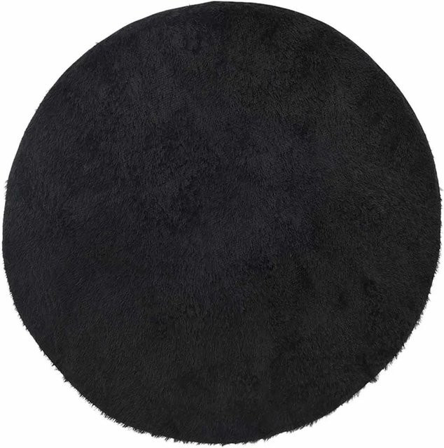vidaXL Teppich Shaggy NAVARRA Hochflor in Schwarz, Durchmesser: 120 cm - Bild 1