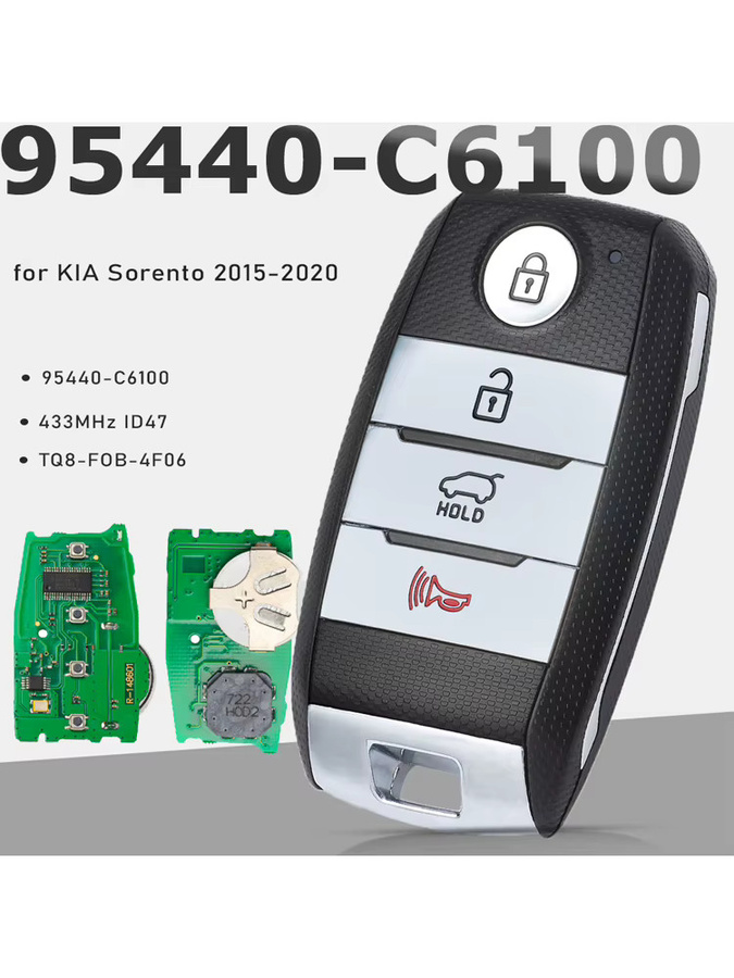 KEYECU Smart Remote Key für KIA Sorento 2019 2020, P/N: 95440-C6100, TQ8-FOB-4F06, 433 MHz, ID47 Chip, Keyless-Go, Schwarz - Bild 7