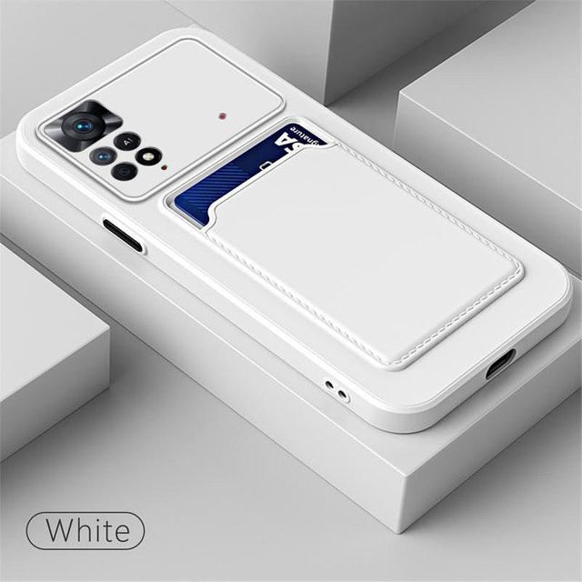 Xiaomi Handyhülle mit Kartenhalter und NFC-Funktion für Poco X7 Pro X6 X5 X4 X3 F7 Ultra F6 Pro F5 C65 M4 M5 M6 Pro in Transparent/Weiß - Bild 1