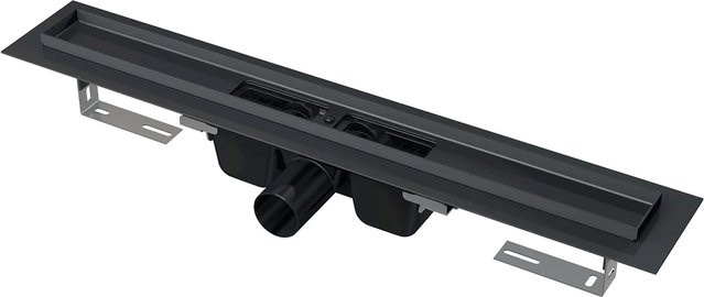 Alcadrain APZ1BLACK Duschrinne mit Rand aus Edelstahl in Schwarz-Matt, Länge: 65 cm - Bild 1