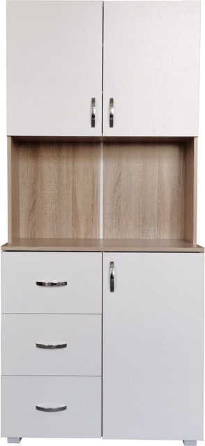 HTI-Living Küchenschrank Weiß/Sonoma Blanca, Höhe: 180 cm, Breite: 80 cm, Tiefe: 3 cm - Bild 1