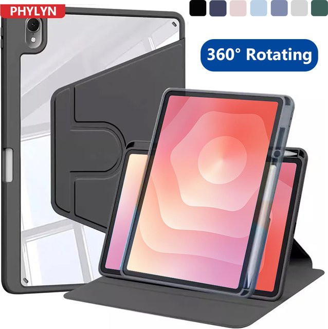 Samsung Galaxy Tab S11 11 Zoll 2025 Drehbare Acryl-Hülle mit 360 Grad Ständer und Stiftschlitz, Transparent - Bild 1