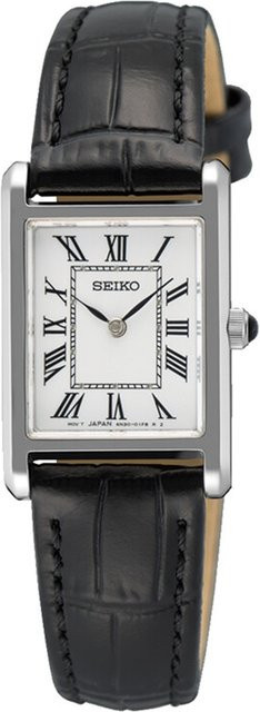 Seiko Damenuhr, Quarz, Edelstahl, Leder, Weiß, 20 mm - Bild 1
