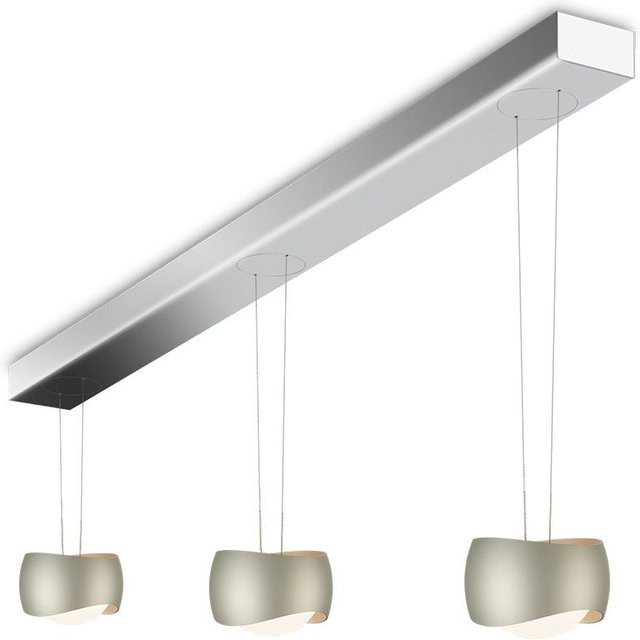 Oligo Curved Slack-Line LED-Pendelleuchte 3-flammig in Beige und Chrom mit Tunable White (2200K - 5000K) und Casambi-Steuerung - Bild 1