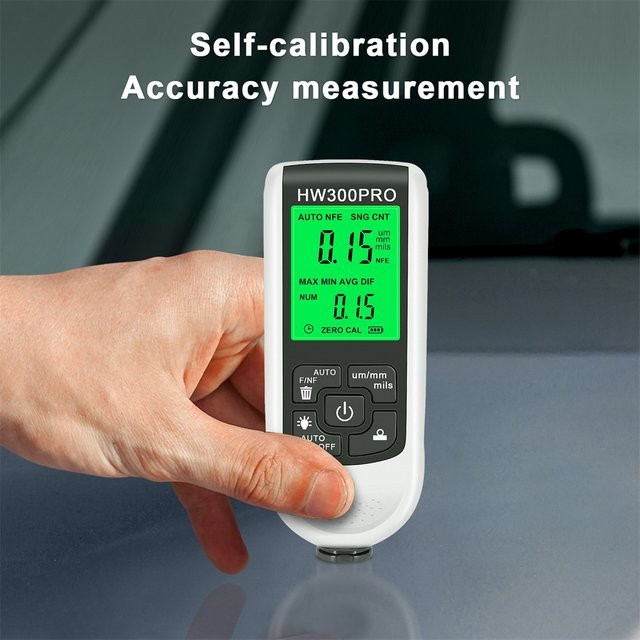 Aideepen HW300PRO Automatisches Dickenmessgerät für Autos, Fe/NFE Beschichtungsmessgerät für Autolack, Messbereich 0-2000UM, Schwarz oder Weiß - Bild 1