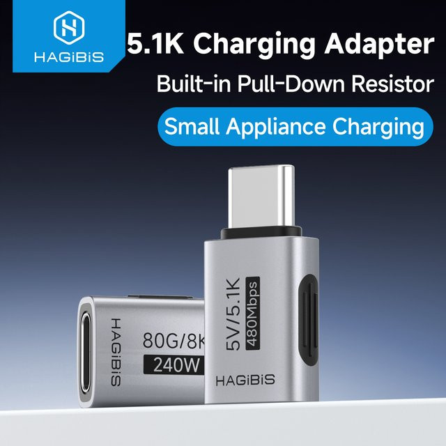 Hagibis 5.1k Pull-Down-Widerstandsladeadapter USB-C Stecker auf Buchse für Rasierer, Haarschneider, Kopfhörer und Elektrowerkzeuge - Bild 1