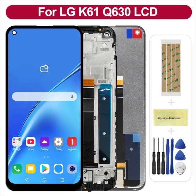 LG K61 Q61 LMQ630EAW Ersatz-Display mit Touchscreen Digitizer Montage und Rahmen in Schwarz 6,53 Zoll - Bild 1