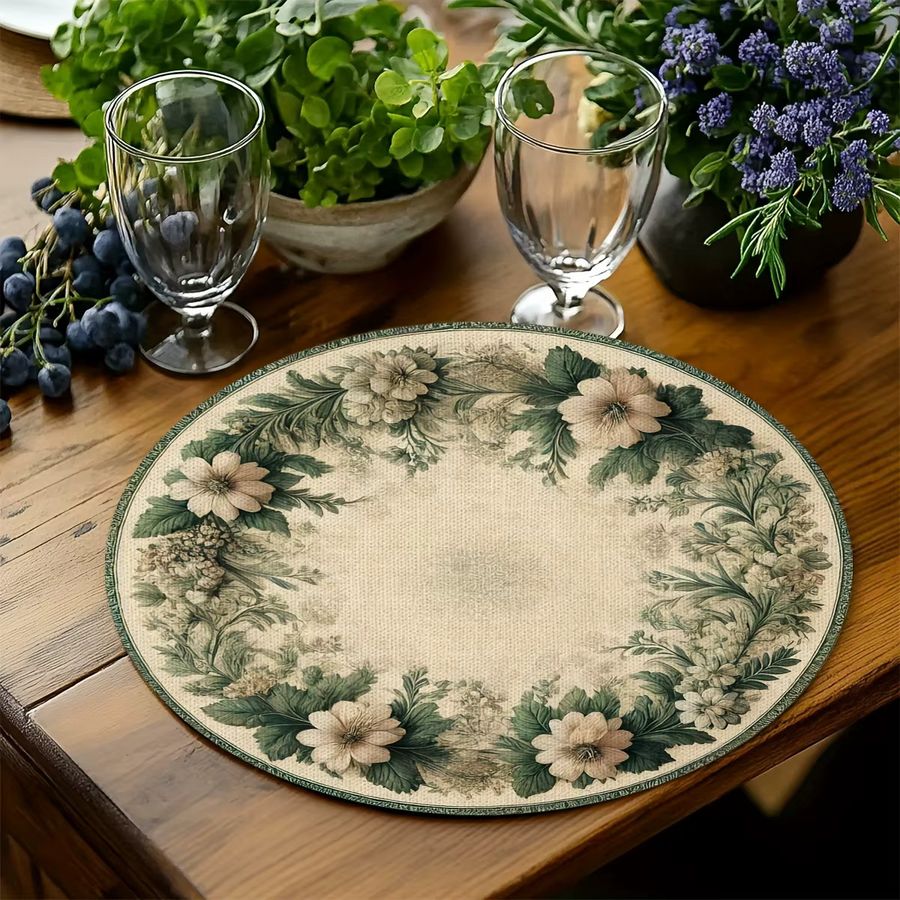 VIKAMA 4er Set Tischsets mit Retro-Blumenmuster in Weiß - Bild 3