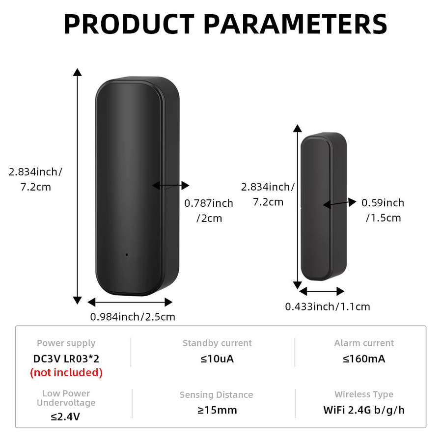 Tuya Smart Wifi Tür- und Fenstersensor zur Einbruchsicherung in Schwarz - Bild 6