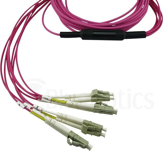Lenovo BlueOptics LWL Breakout Patchkabel MPO/UPC auf 4x Duplex LC/UPC Multimode OM4 G50/125µm Magenta, Länge: 3 Meter - Bild 1