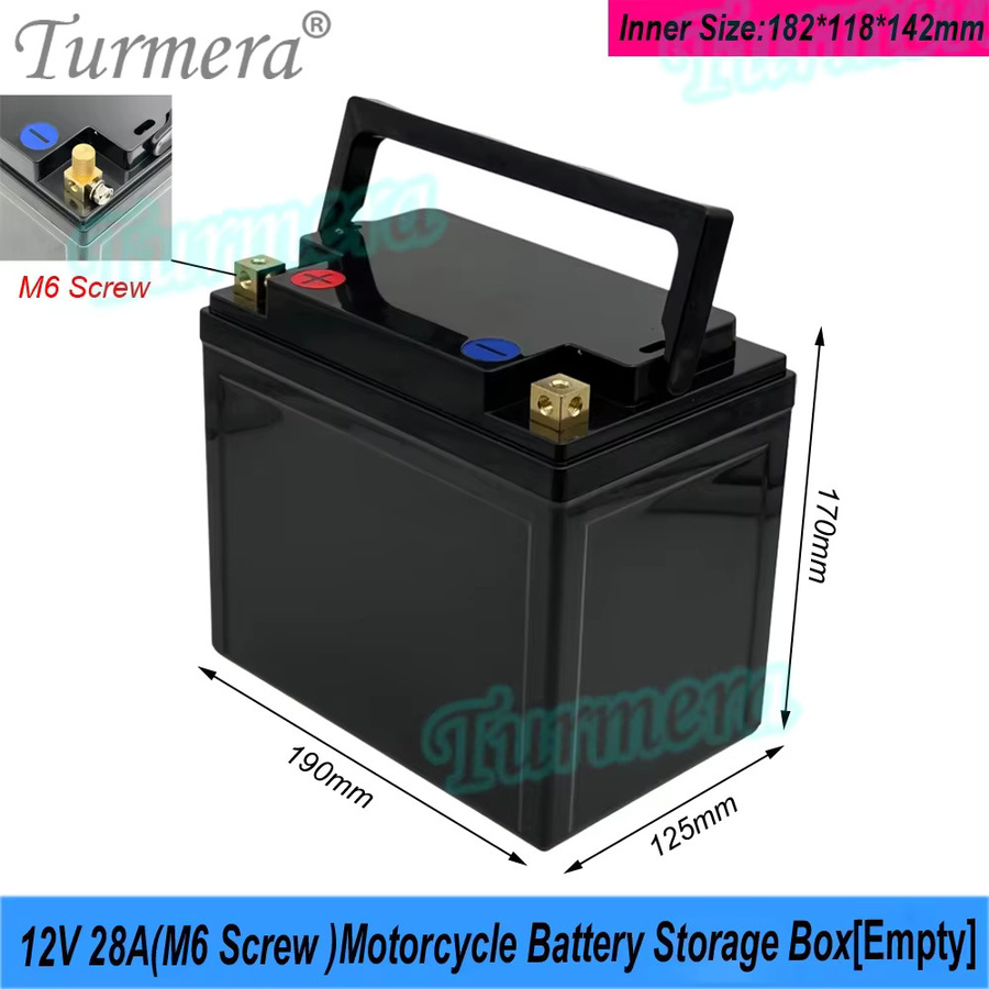 Turmera Motorrad-Batterie-Aufbewahrungsbox in Schwarz für 18650 32700 33140 Batterien als 12 V Ersatz für Blei-Säure-Batterien - Bild 3