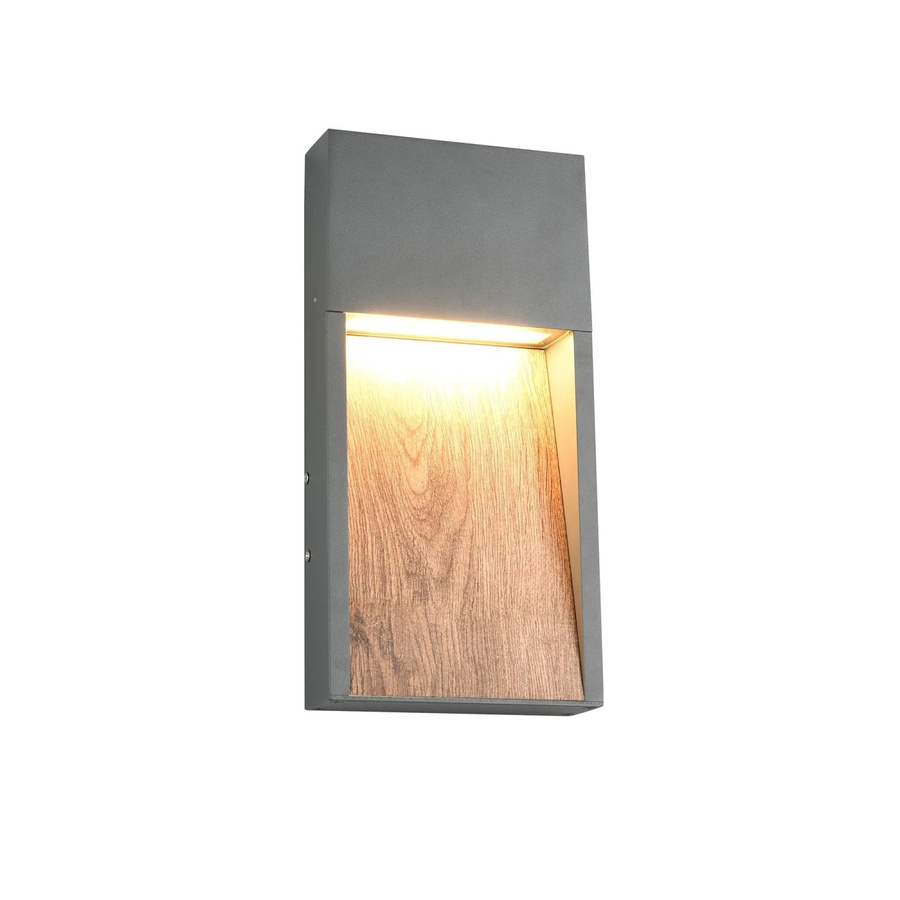 Trio LED-Wandleuchte in Anthrazit mit Holzoptik für den Außenbereich, B/H/T: 16,5 x 33 x 4,5 cm - Bild 2