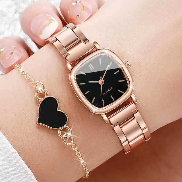 RUNERR Armbanduhren, Quarz, Edelstahl, Roségold, Damen - Bild 1