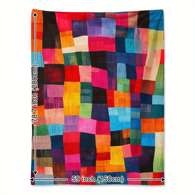 VIKAMA Aquarellgitter Decke mit modernem geometrischem Design in Multicolour, weiche und bequeme Decke für Schlafzimmer oder Sofa sowie als tragbare Reisedecke - Bild 1