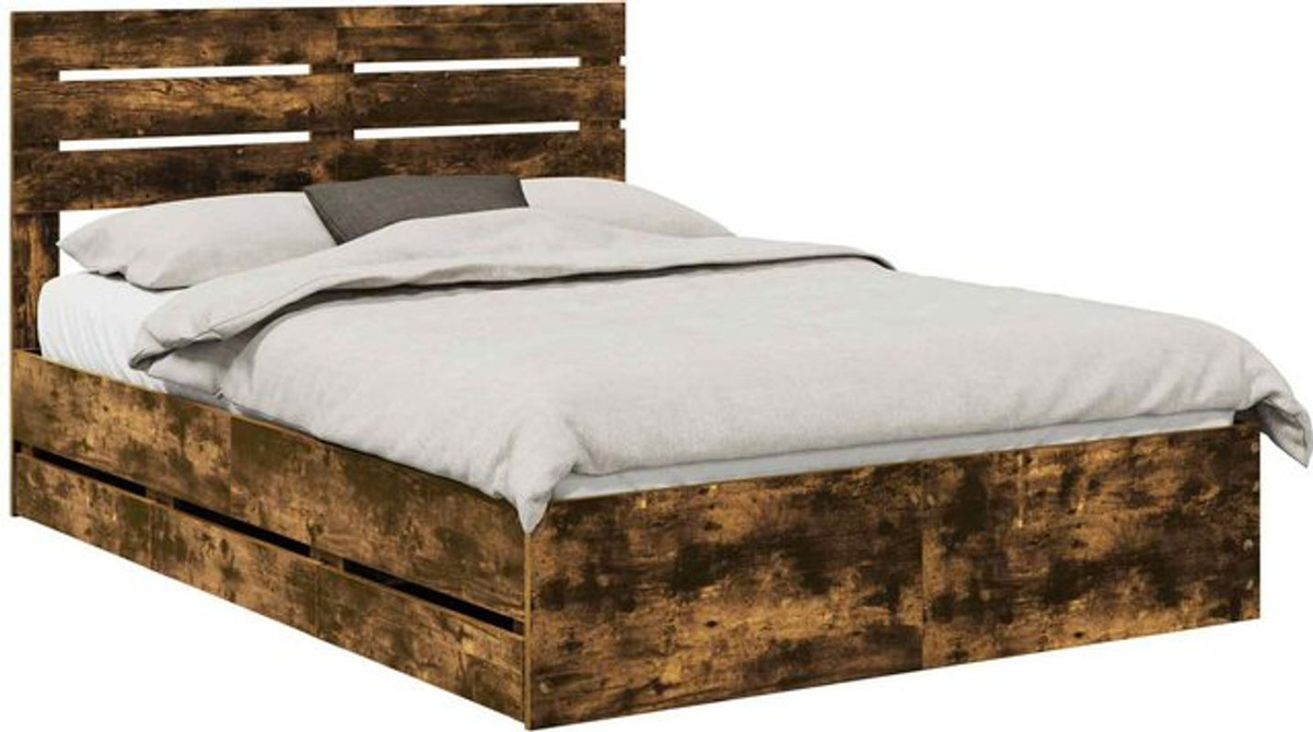 Bettrahmen Funktionsbett aus geräuchertem Eichenholz in Braun von vidaXL, B/T/H: 140 x 200 cm - Bild 1