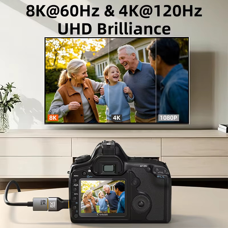 CABLETIME Mini-HDMI auf HDMI Adapter, bidirektional, 8K@60Hz/4K@120Hz UHD, 48Gbps Ultra-High-Speed, Schwarz - Bild 2
