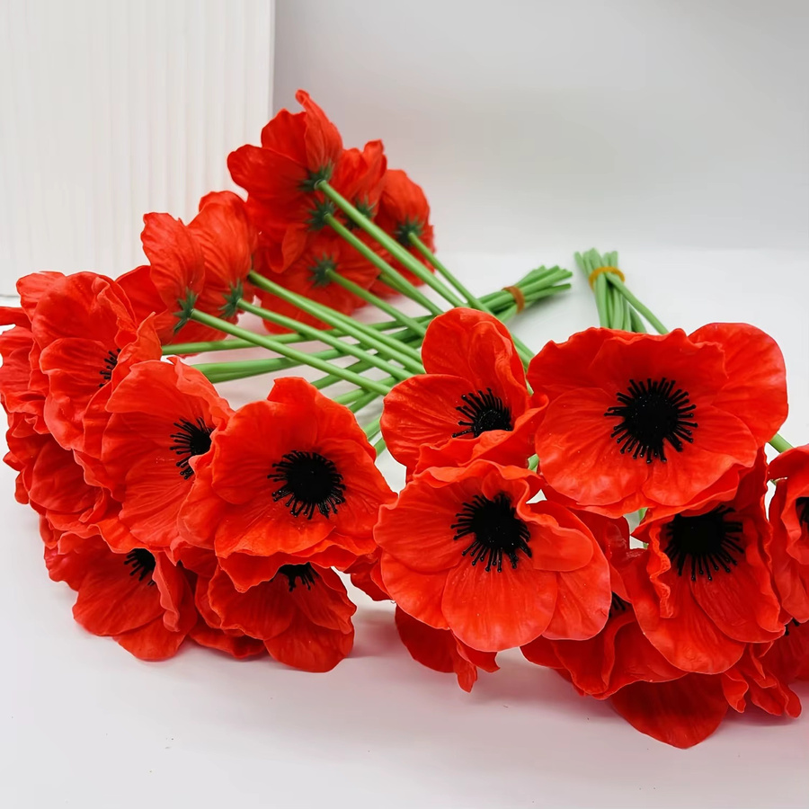 MENGHAO Künstlicher Blumenstrauß aus Textil für Heimdekoration und Hochzeiten, Weiß oder Rot, Höhe: 31 cm - Bild 2