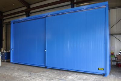 Isolierter Regalcontainer BAUER CEH 75-2 aus Stahl mit Schiebetor in Blau, B/T/H: 780 x 155 x 349 cm - Bild 1