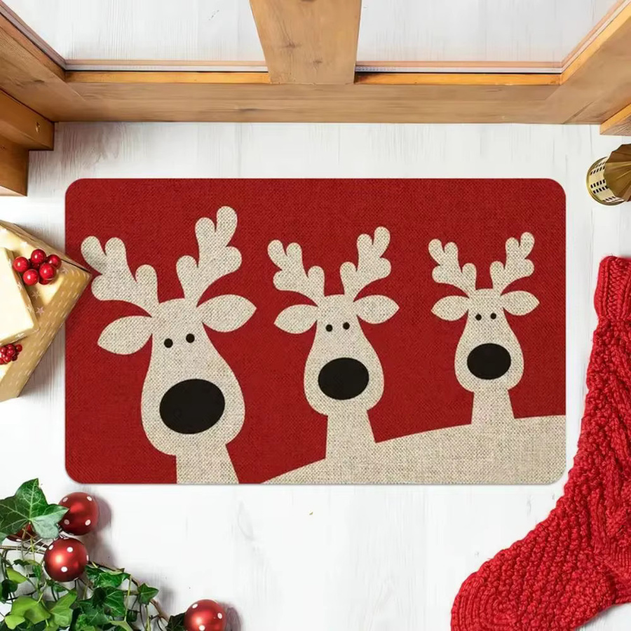 VIKAMA Weihnachts-Willkommens-Bodenmatte für Innen und Außen, rote Design-Fußmatte aus Polypropylen, B/T: 60 x 40 cm - Bild 5