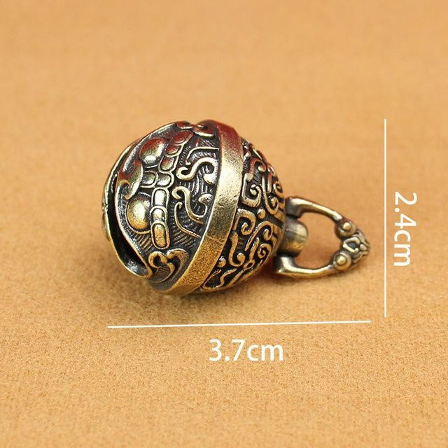 Dekorative Messing-Tropfenglocke in Bronze als Fengshui-Glücksbringer und Anhänger, Farbe: Braun - Bild 1