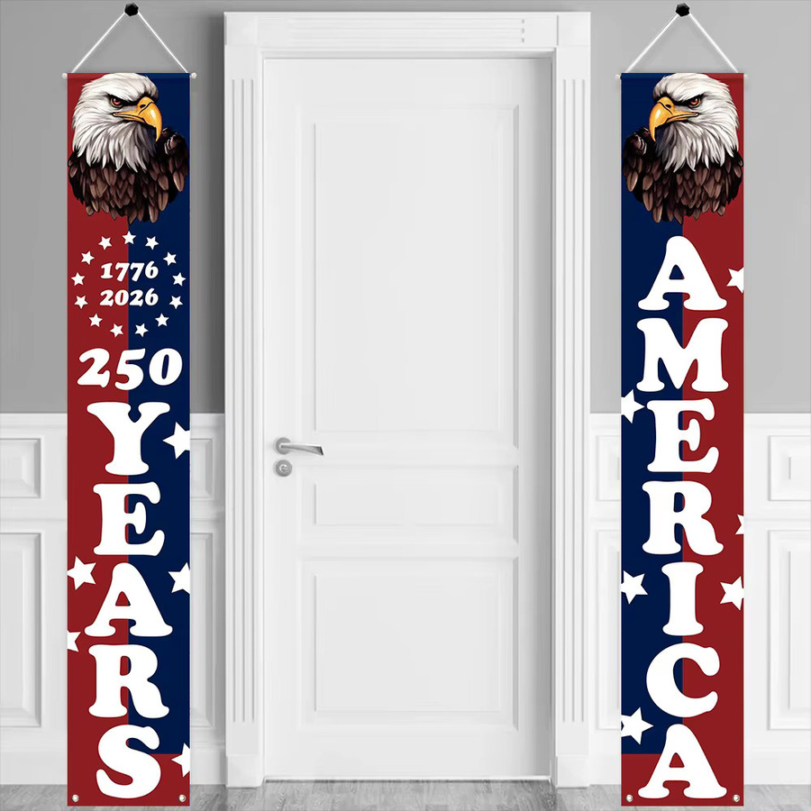 AFYPRTY Veranda-Banner zum 250. Jubiläum mit Sternen- und Adlerdruck aus Polyestergewebe, Mehrfarbig - Bild 6