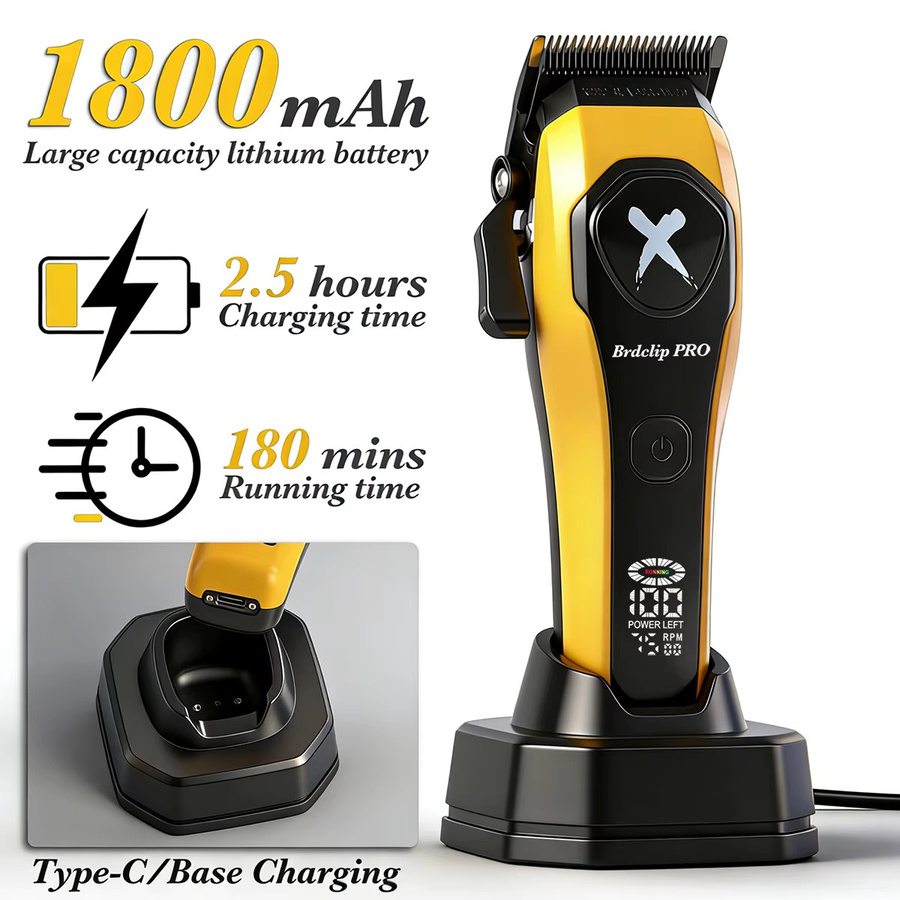 BRDCLIP BRD 619 339 Professioneller Haarschneider für Männer mit LCD-Display und Basis-Ladegerät - Bild 3