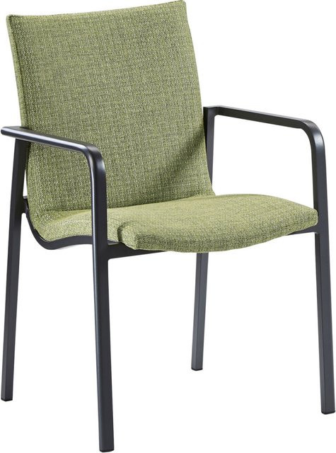 Barths Dining-Sessel Positano in Grün/Anthrazit mit Armlehnen und Kissen, wetterfest aus Aluminium und Outdoorstoff, B/T/H: 57 x 63 x 86 cm - Bild 1