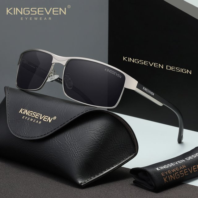 KINGSEVEN Sonnenbrille, Rechteck, Vollrand, Metall, polarisiert, Herren - Bild 1
